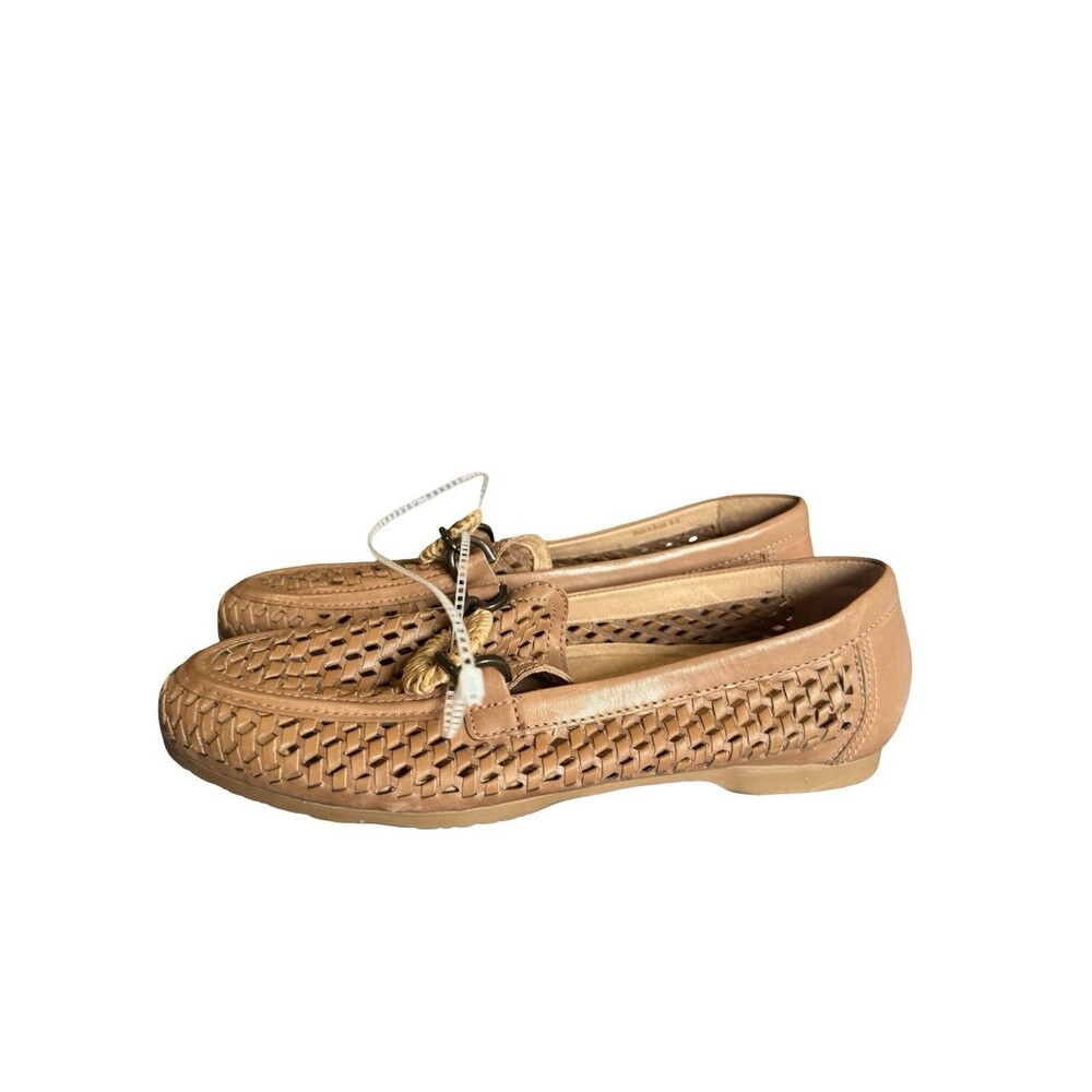 $150 BRIOSO Presley Woven Leather Ornamented Loafers Tan  Size 9.5 NEW